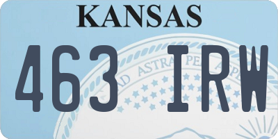 KS license plate 463IRW