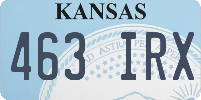KS license plate 463IRX