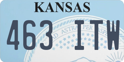 KS license plate 463ITW
