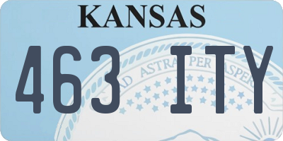 KS license plate 463ITY