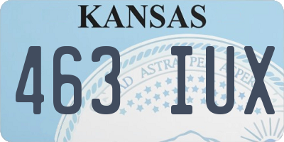 KS license plate 463IUX