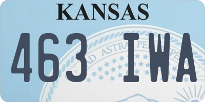 KS license plate 463IWA