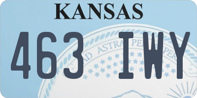 KS license plate 463IWY