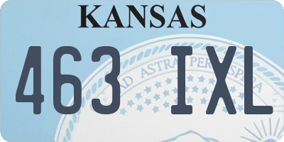 KS license plate 463IXL