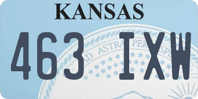 KS license plate 463IXW