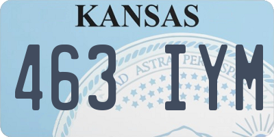 KS license plate 463IYM