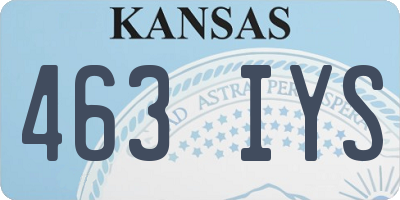 KS license plate 463IYS