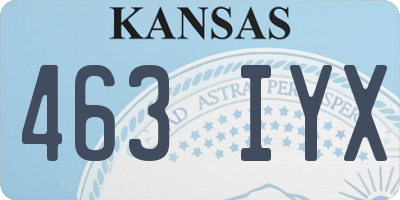 KS license plate 463IYX