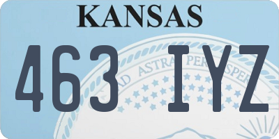 KS license plate 463IYZ