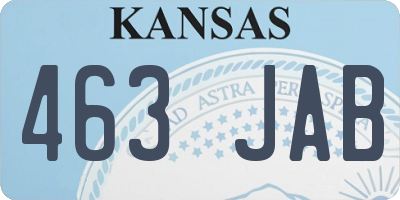 KS license plate 463JAB