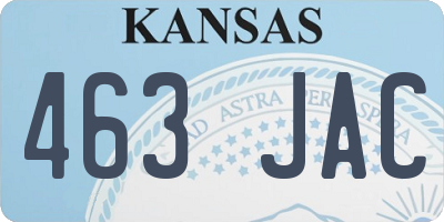 KS license plate 463JAC