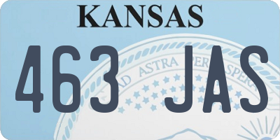 KS license plate 463JAS