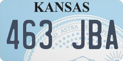 KS license plate 463JBA