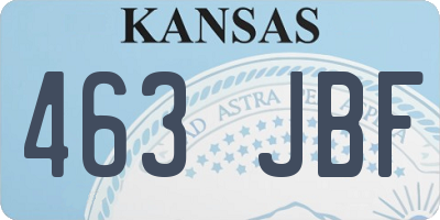 KS license plate 463JBF