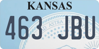 KS license plate 463JBU