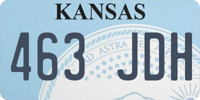KS license plate 463JDH