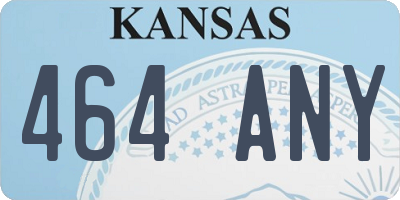KS license plate 464ANY