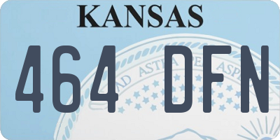 KS license plate 464DFN
