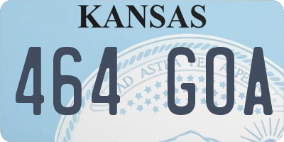 KS license plate 464GOA