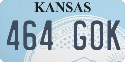 KS license plate 464GOK