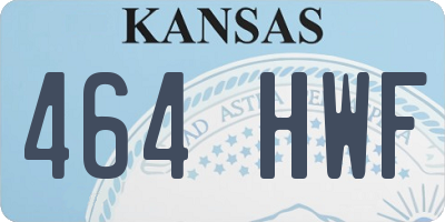 KS license plate 464HWF