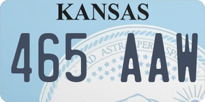 KS license plate 465AAW