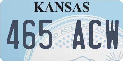 KS license plate 465ACW