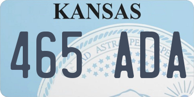 KS license plate 465ADA