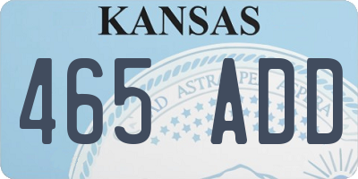 KS license plate 465ADD