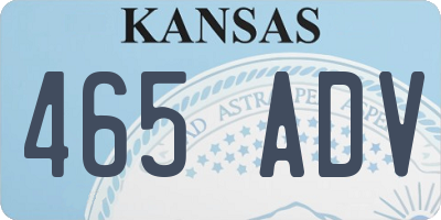 KS license plate 465ADV