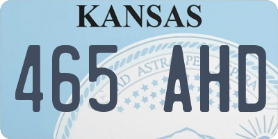 KS license plate 465AHD