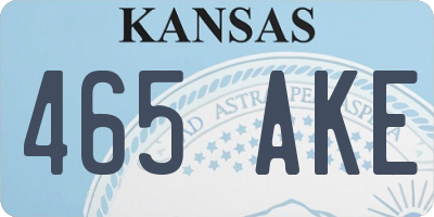 KS license plate 465AKE