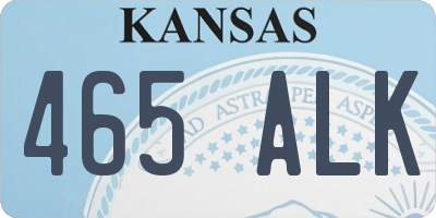 KS license plate 465ALK