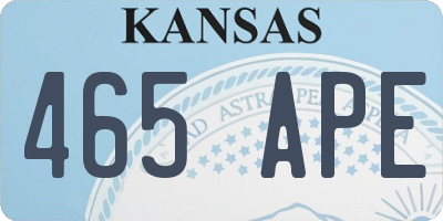 KS license plate 465APE