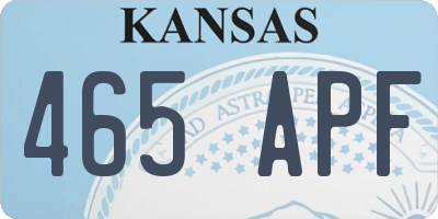 KS license plate 465APF