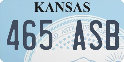 KS license plate 465ASB
