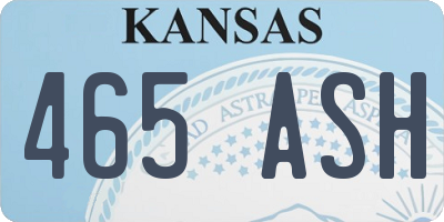 KS license plate 465ASH