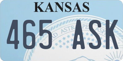 KS license plate 465ASK