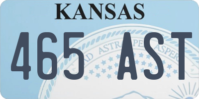 KS license plate 465AST