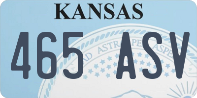 KS license plate 465ASV