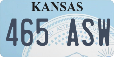 KS license plate 465ASW