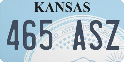 KS license plate 465ASZ