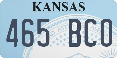 KS license plate 465BCO