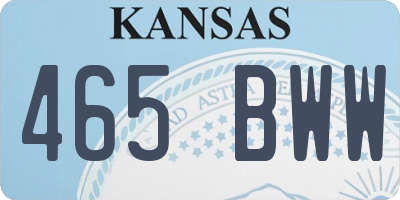 KS license plate 465BWW