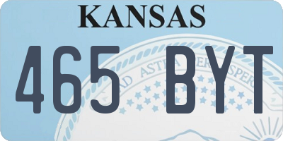 KS license plate 465BYT