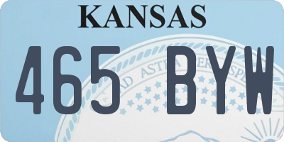 KS license plate 465BYW