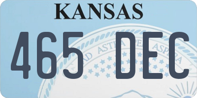 KS license plate 465DEC