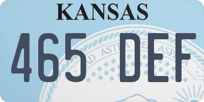 KS license plate 465DEF