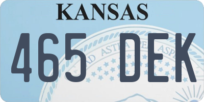 KS license plate 465DEK
