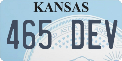 KS license plate 465DEV